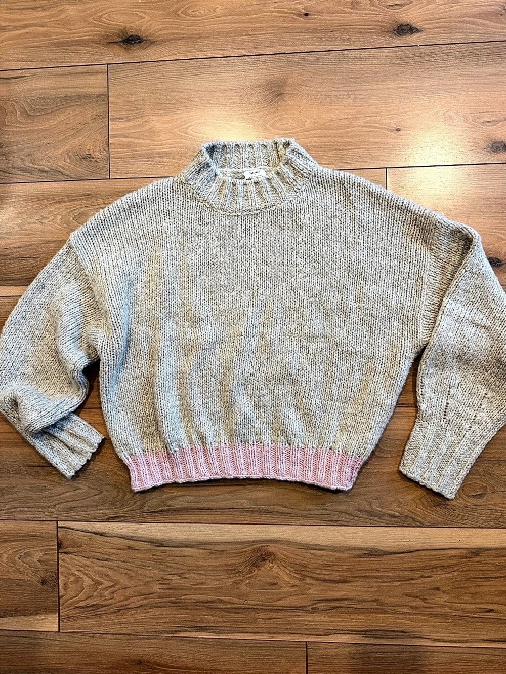 Splendid x Cellajaneblog Cableknit Mock Neck Sweater Beige Size Large